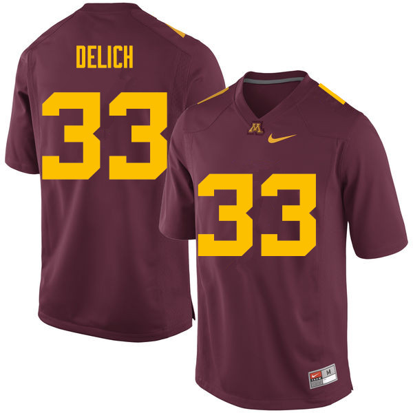 Men #33 Mike Delich Minnesota Golden Gophers College Football Jerseys Sale-Maroon